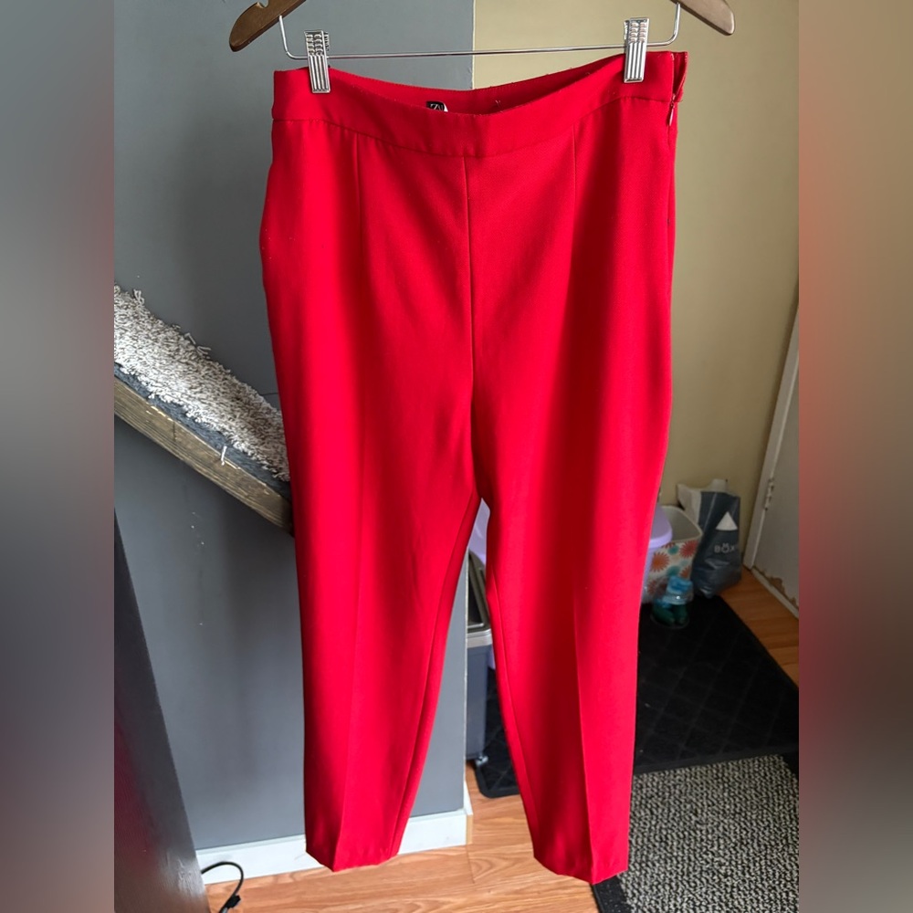 Zara Women's Red High-Waisted Pants